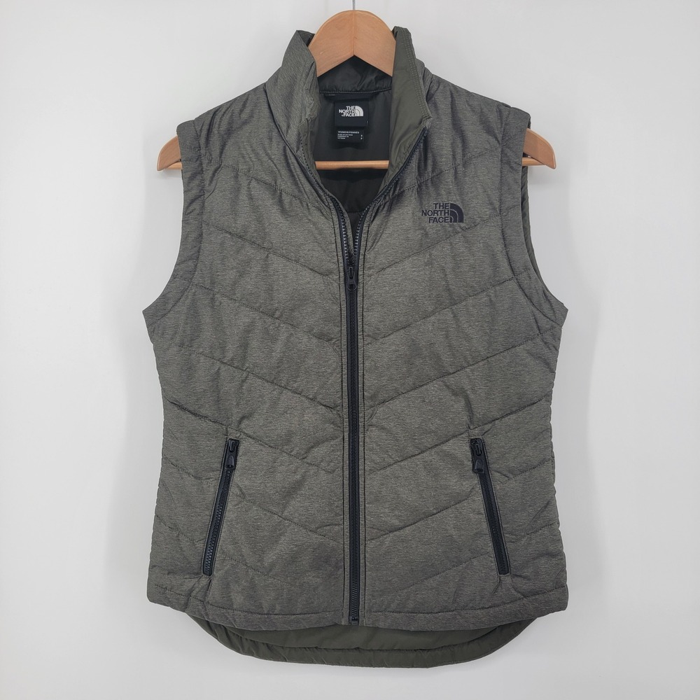 The North Face Tamburello Puffer Vest Womens Small Green Excellent Quilted Zip
